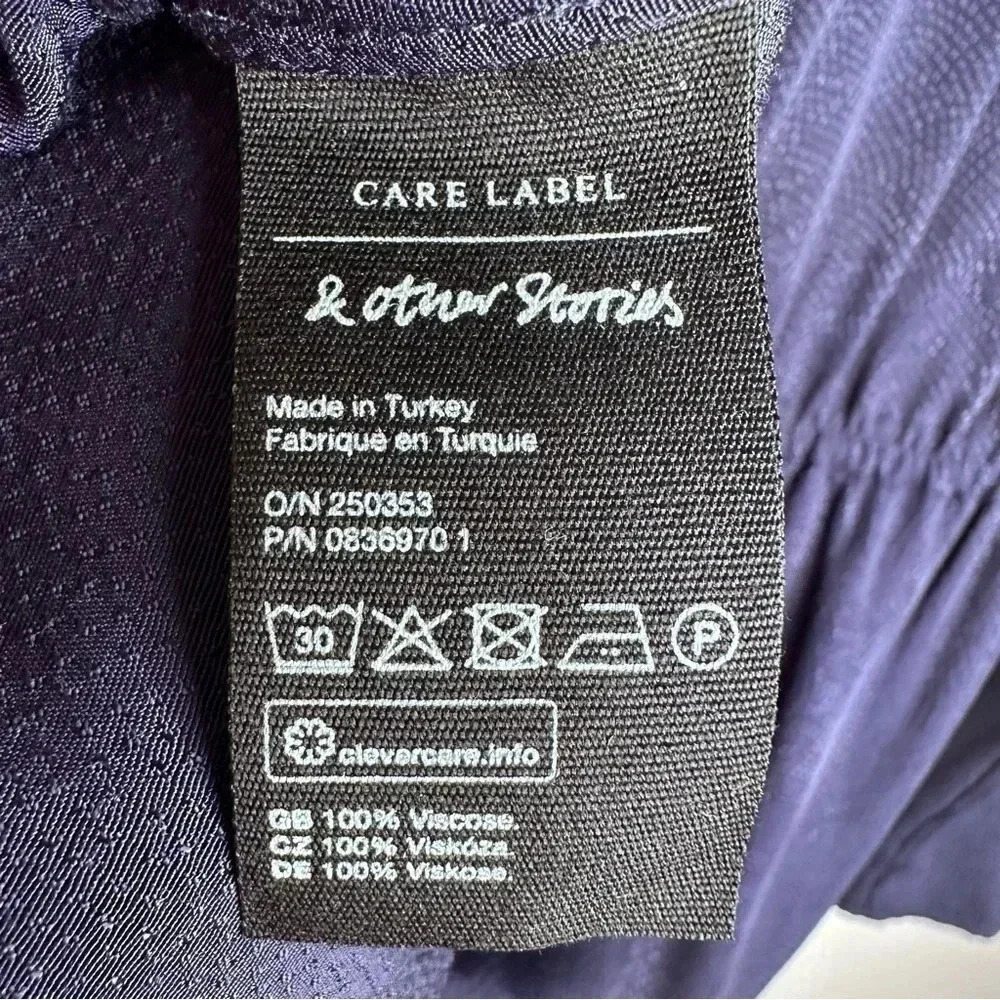 & Other Stories Navy Long Sleeve High Neck Dress Size 12 - Picture 6 of 10
